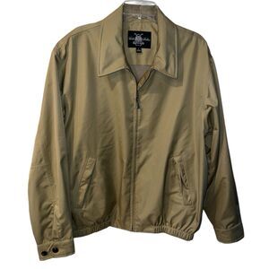 Brooks Brothers Country Club Bomber Jacket Mens L tan Cotton Lined full zip Golf